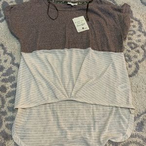 Beige and brown/purple Belle Du Jour shirt